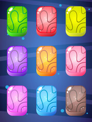 Rectangular stones in many colors design shiny and bright for puzzle game. Vector illustration.