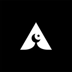Fototapeta premium simple letter A with a moon and star inside