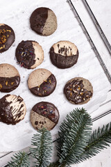 Chocolate Christmas Cookies recently taken out of the oven 