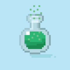 Obraz premium Green potion pixel art. Vector Picture.