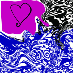 Heart and distorted background.