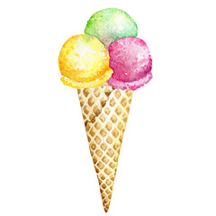 Watercolor hand painted ice cream, gelato,jpg