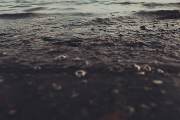 Landscape color photo of water, real waves, sea tide