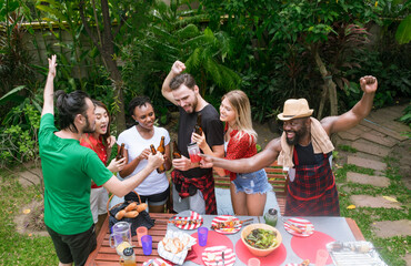 Group of friends enjoying party outdoors