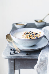 Breakfast bowl with yogurt and cereals