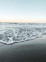 Mediterranean sea waves at sunset 