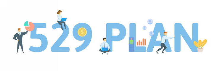 529 Plan. Concept with keyword, people and icons. Flat vector illustration. Isolated on white background.