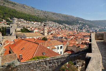 Fototapeta na wymiar roofs of Dubrovnik old town, Croatia, seen from the city walls
