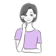 笑顔の女性　考える