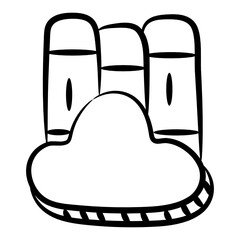 
An icon design of cloud archives in doodle design 
