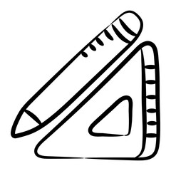 
Pencil with triangular scale denoting concept of architect tools icon
