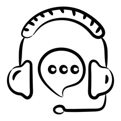
Headphones with speech bubble, customer service icon
