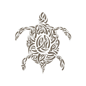 Vector Calligraphic Hand Drawn Turtle