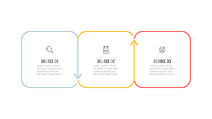 Fototapeta premium Simple vector design for business infographic. Timeline with 3 steps or options. Vector illustration.
