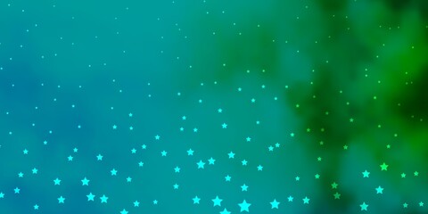 Dark Blue, Green vector background with small and big stars. Modern geometric abstract illustration with stars. Pattern for wrapping gifts.