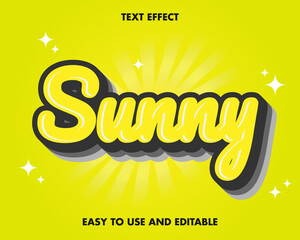 Sunny Text Effect. Easy to Use and  Editable. Premium Vector Illustration