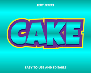 Cake Text Effect. Easy to Use and  Editable. Premium Vector Illustration