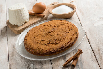 ricotta cake with cocoa and cinnamon