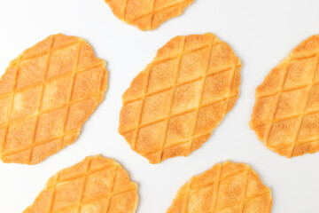 Fototapeta premium Waffle pastry on white background