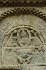 Monasterio de San Juan de la Peña.Almas subiendo al cielo,panteon de nobles(s.XI) . Serrablo.Huesca.España.