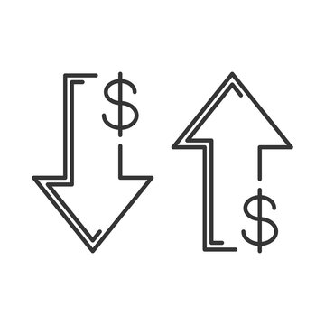 Concept of increase and fall rate of the dollar.