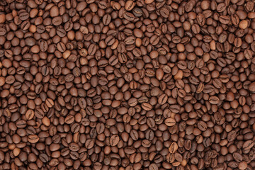 Brown coffee beans close up