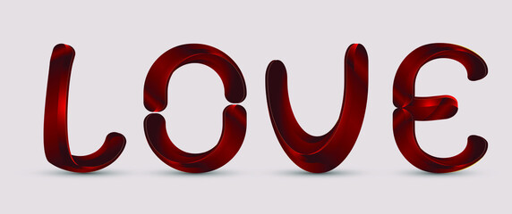 Vector three-dimensional lettering "LOVE"
