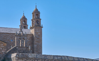 Muxia Sanctuary from the coast of Muxia, Galicia, Spain