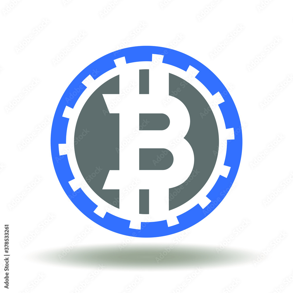 Poster bitcoin coin icon vector. bit coin virtual crypto currency symbol. blockchain digital money technolo