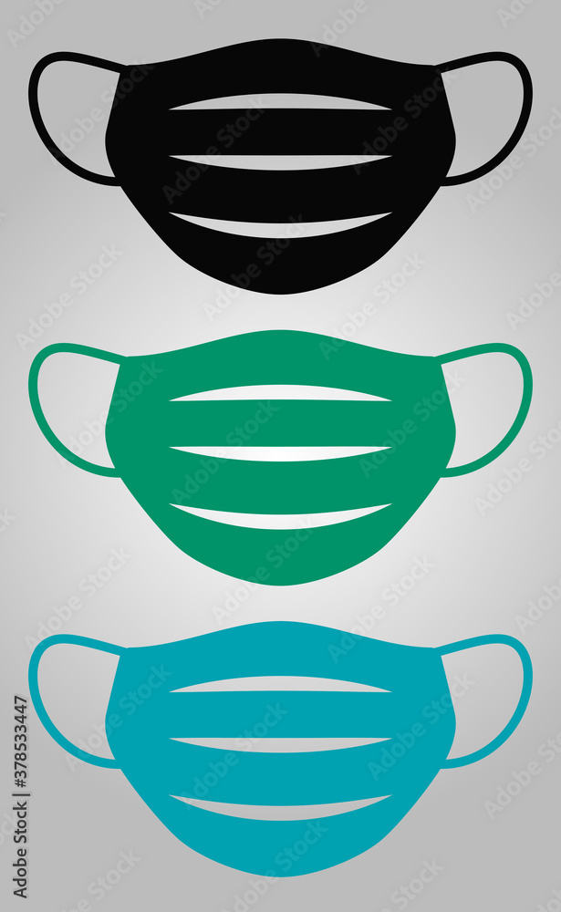 Poster masks set covid ai vector icon.