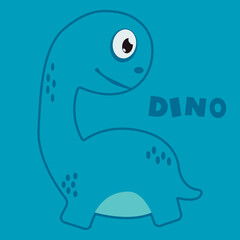 Blue dino funny illustration.