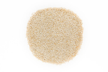 Quinoa groats in sack on black background
