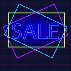 Neon sale sign. Vector illustration