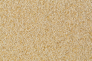 Quinoa groats in sack on black background