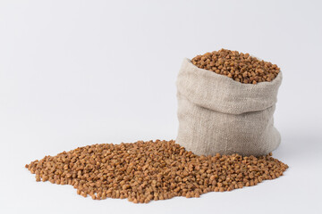 Raw buckwheat o white background
