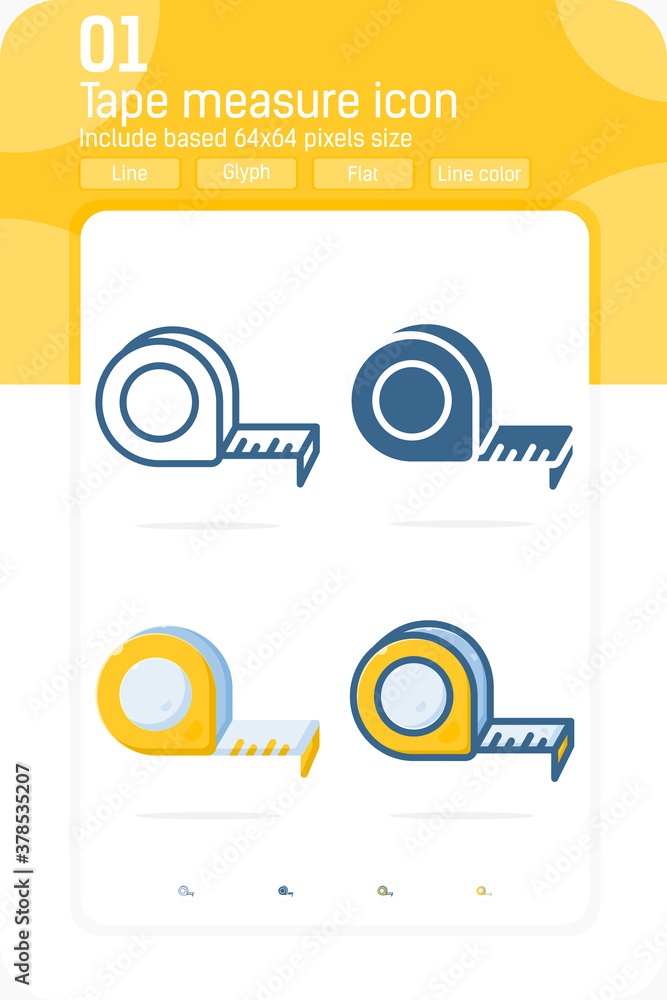 Poster tape measure premium icon with multiple style isolated on white background. vector roulette construc