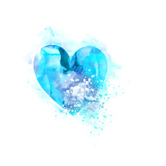 Blue Heart Watercolor