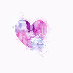 Pink Purple Heart Watercolor