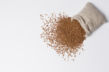 Raw buckwheat o white background