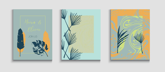 Abstract Trendy Vector Banners Set. Oriental Style Invitation. 