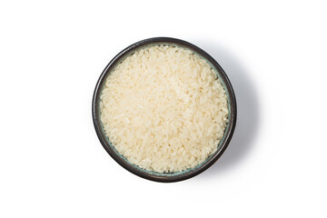 White rice in studio on white