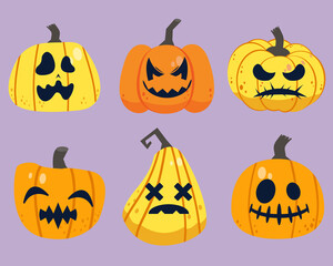 The collection of halloween pumpkin in flat vector style. illustation for content, banner, poster,greeting card.
