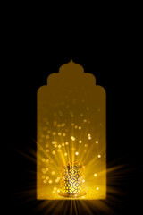 Indian Festival Diwali , Decorative diwali lamp in small window
