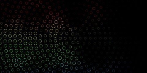 Dark Multicolor vector backdrop with circles. Abstract colorful disks on simple gradient background. New template for your brand book.