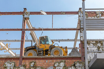 Fototapeta premium Excavator Demolition Building