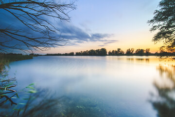 Atmospheric sunset on the lake