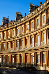 Architectural detail of the historic 'The Circus' in Royal Bath Spa