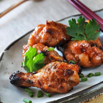 Close up Barbecue Chicken Drumsticks in Square size image