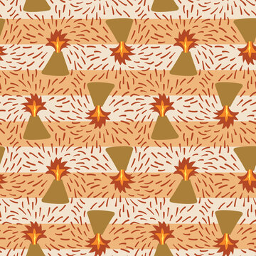 Volcanic eruption seamless vector pattern. Striped surface print design for fabrics,s tationery, scrapbook paper, gift wrap, and packaging.