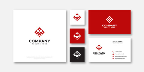 Abstract logo symbolizing cooperation with business cards. Vector illustration.